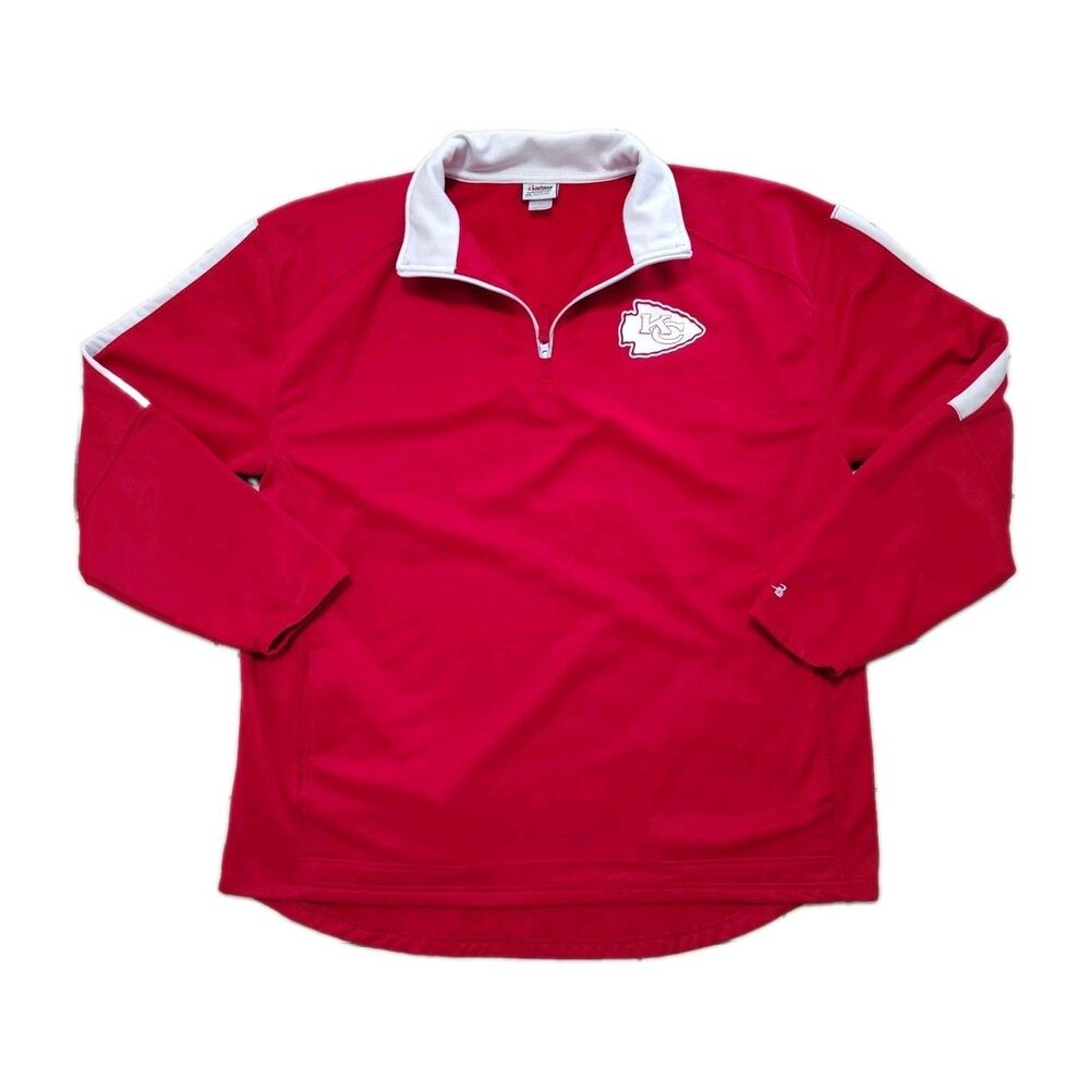 Kansas City Chiefs Pullover Mens 2XL NFL Football Quarter Zip Badger W/Logo Red